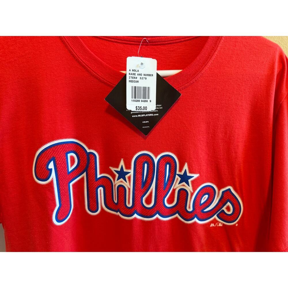 Philadelphia Phillies Aaron Nola Red Name Number Youth T-Shirt 27 MLB Sz M - Picture 3 of 9